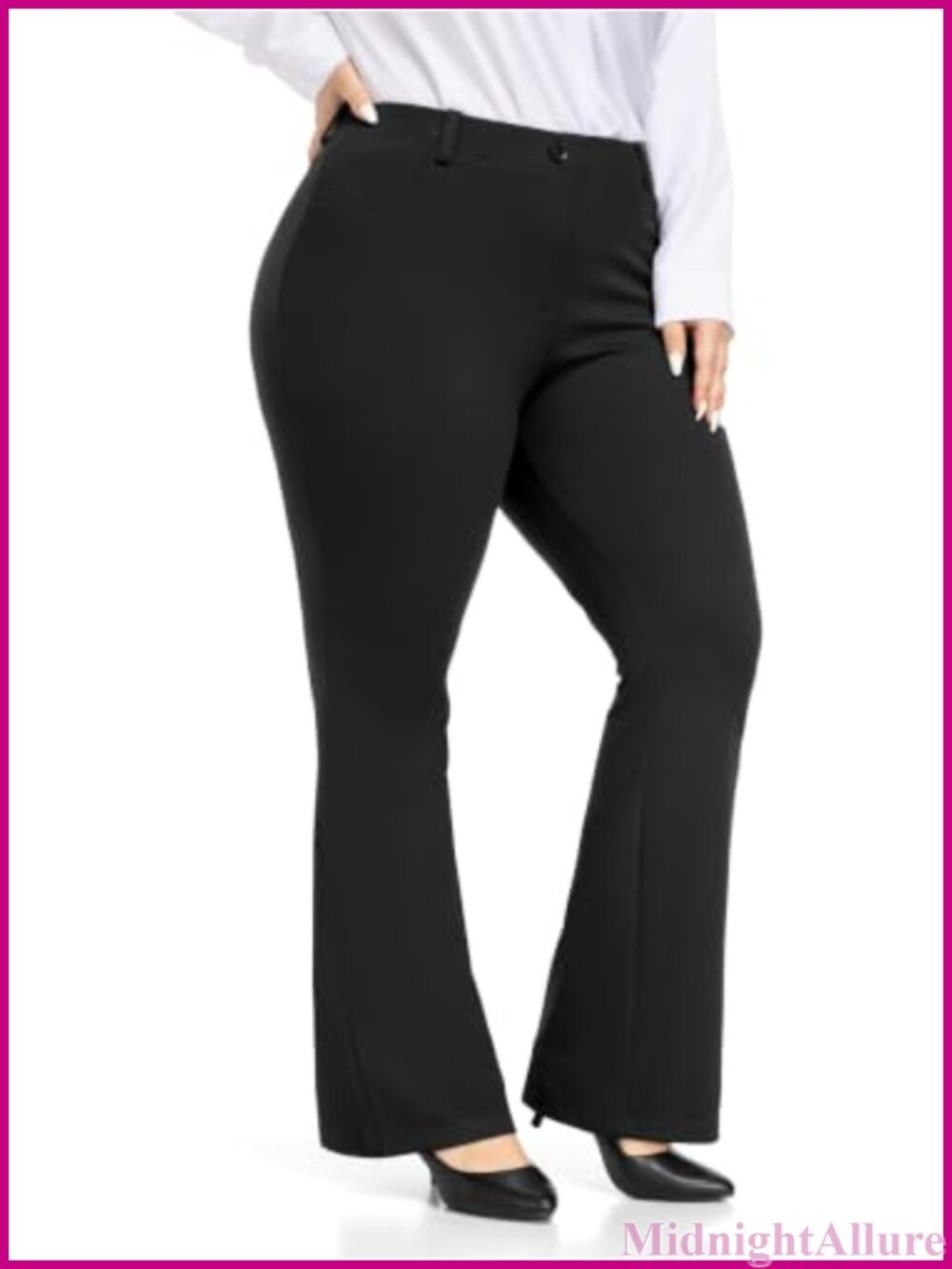 Plus Size Stretchy Bootcut Dress Pants Pull On Ponte Knit Work Pants